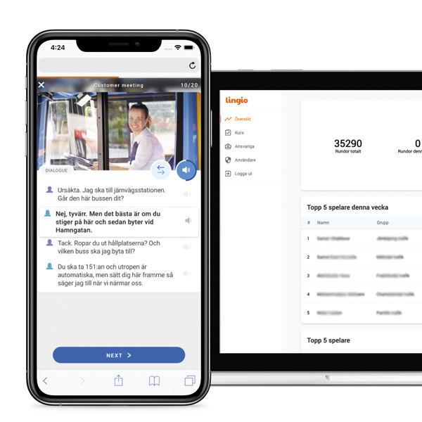 Digital språkutbildning i Lingio för bussbranschens anställda